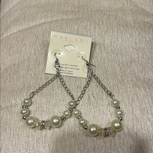 Silver and Cream Pearl Earrings